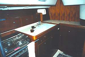 Galley is aft and to starboard.....